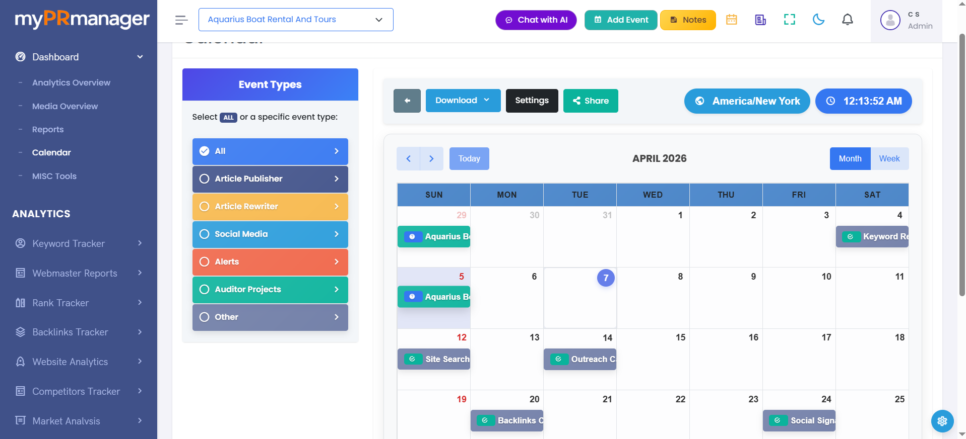 Calendar Page